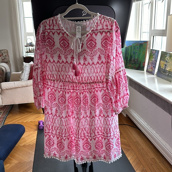 Tommy Bahama Ikat Tropics Dress Cover Up-Passion Pink - M - excellent condition - Picture 12 of 14